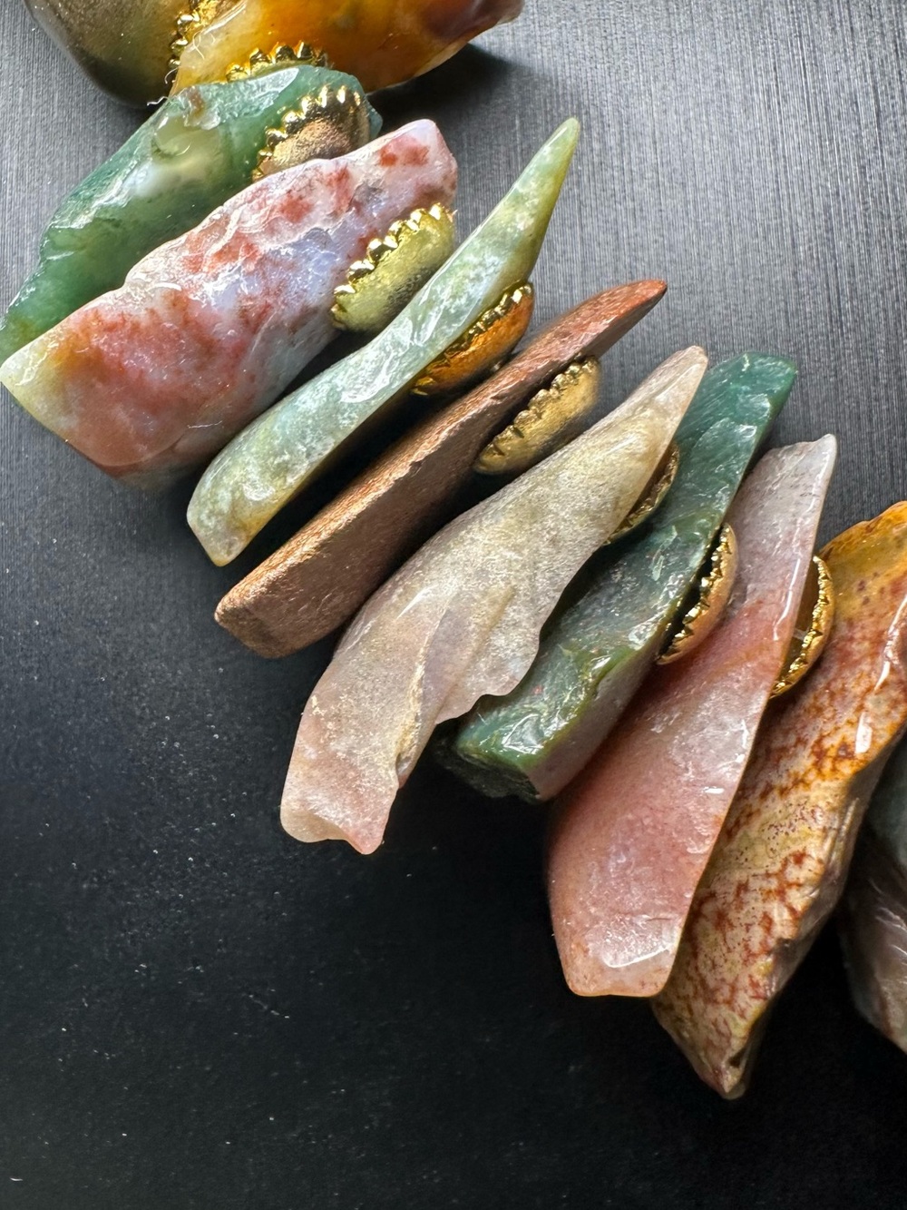 Multicolor Natural Stone Statement Collar Necklace - Picture 3 of 4